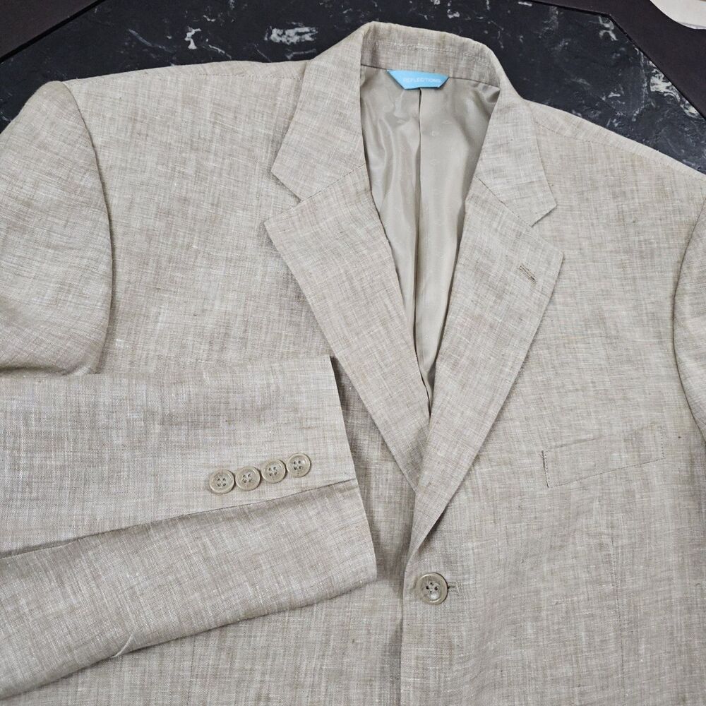 Vintage Reflections L’abito Lino 100% Linen Sport Coat Jacket Blazer Mens 44R